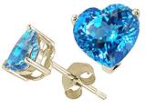 Tommaso Design™ Heart Shape Genuine Blue Topaz and Earring Studs