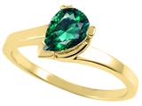 Tommaso Design™ Pear Shape 7x5mm Simulated Emerald Ring