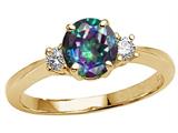Tommaso Design™ Round 7mm Mystic Rainbow Topaz and Diamond Engagement Ring