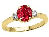 Tommaso Design™ Round 7mm Created Ruby and Genuine Diamond Engagement Ring