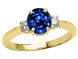 Tommaso Design™ Created Sapphire and Genuine Diamond Engagement Ring