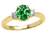Tommaso Design™ Round 7mm Simulated Emerald And Genuine Diamond Engagement Ring