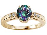 Tommaso Design™ Round 7mm Mystic Rainbow Topaz and Diamond Engagement Ring