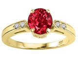 Tommaso Design™ Round 7mm Created Ruby and Genuine Diamond Engagement Ring