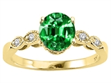 Tommaso Design™ Round 7mm Simulated Emerald Engagement Ring