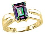 Tommaso Design™ Emerald Cut 8x6 mm Mystic Rainbow Topaz Ring