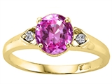 Tommaso Design™ Round 7mm Created Pink Sapphire and Diamond Engagement Ring