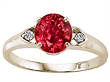Tommaso Design™ Round Created Ruby and Diamond Engagement Ring