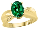 Tommaso Design™ Oval 9x7mm Simulated Emerald Solitaire Ring