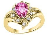 Tommaso Design™ Pear Shape 8x6 mm Created Pink Sapphire and Diamond Ring