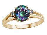 Tommaso Design™ Round 7mm Mystic Rainbow Topaz and Diamond Ring