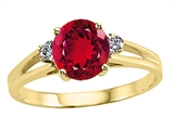 Tommaso Design™ Round 7mm Created Ruby and Genuine Diamond Ring