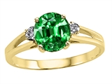 Tommaso Design™ Round 7mm Simulated Emerald And Genuine Diamond Ring