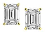 Tommaso Design™ Emerald Cut 8x6mm Genuine White Topaz Earrings