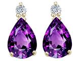 Tommaso Design™ Genuine 8x6mm Amethyst and Diamond Earrings