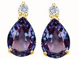 Tommaso Design™ Genuine 8x6mm Simulated Alexandrite And Diamond Earrings