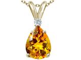 Tommaso Design™ Pear Shape 8x6 mm Genuine Citrine and Diamond Pendant