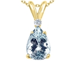 Tommaso Design™ Genuine Aquamarine and Diamond Pendant