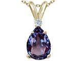 Tommaso Design™ Pear Shape 9x7 mm Simulated Alexandrite And Genuine Diamond Pendant