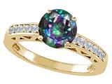 Tommaso Design™ Round 7mm Mystic Rainbow Topaz and Diamond Solitaire Engagement Ring