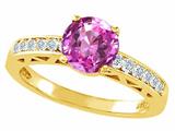 Tommaso Design™ Created Pink Sapphire and Diamond Solitaire Engagement Ring