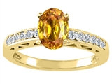 Tommaso Design™ Oval 8x6mm Genuine Citrine and Diamond Solitaire Engagement Ring