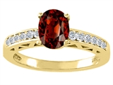 Tommaso Design™ Genuine Garnet and Diamond Solitaire Engagement Ring