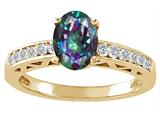 Tommaso Design™ Oval 8x6mm Mystic Rainbow Topaz and Diamond Solitaire Engagement Ring