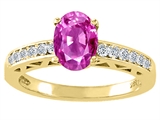 Tommaso Design™ Oval 8x6mm Genuine Pink Tourmaline and Diamond Solitaire Engagement Ring