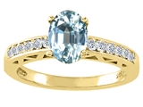 Tommaso Design™ Genuine Aquamarine and Diamond Solitaire Engagement Ring