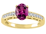 Tommaso Design™ Oval 8x6mm Genuine Rhodolite and Diamond Solitaire Engagement Ring