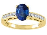 Tommaso Design™ Genuine Sapphire and Diamond Solitaire Engagement Ring