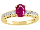 Tommaso Design™ Genuine Ruby and Diamond Solitaire Engagement Ring