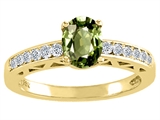 Tommaso Design™ Oval 7x5mm Genuine Green Sapphire and Diamond Solitaire Engagement Ring