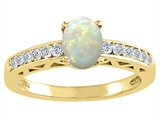 Tommaso Design™ Genuine Opal and Diamond Solitaire Engagement Ring