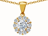 Original Star K™ Genuine Round White Topaz Pendant