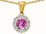 Original Star K™ Simulated Round Pink Tourmaline Pendant