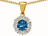 Original Star K™ Genuine Round Blue Topaz Pendant