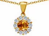 Original Star K™ Genuine Round Citrine Pendant