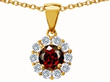 Original Star K™ Genuine Round Garnet Pendant