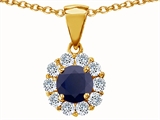 Original Star K™ Genuine Round 6mm Black Sapphire Pendant