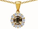 Original Star K™ Genuine Round Smoky Quartz Pendant