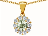 Original Star K™ Genuine Round Green Amethyst Pendant