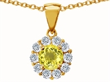 Original Star K™ Genuine Round Lemon Quartz Pendant