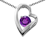 Tommaso Design™ Heart Shaped Genuine Amethyst 7mm Round Pendant