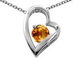Tommaso Design™ Heart Shaped Genuine Citrine 7mm Round Pendant