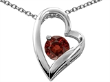 Tommaso Design™ Heart Shaped Genuine Garnet 7mm Round Pendant