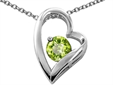 Tommaso Design™ Heart Shaped Genuine Peridot 7mm Round Pendant
