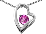 Tommaso Design™ Heart Shaped Simulated Pink Topaz 7mm Round  Pendant