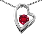 Tommaso Design™ 7mm Round Created Ruby Heart Shape Pendant